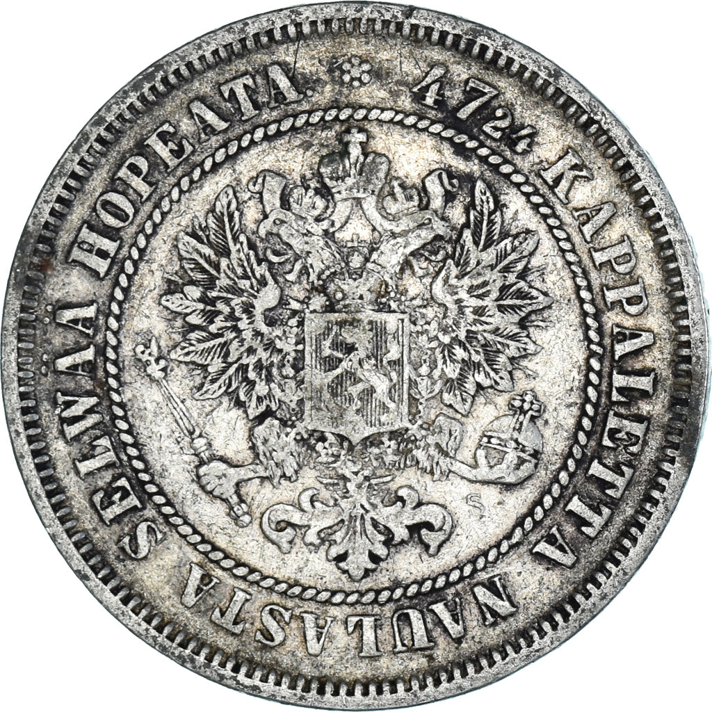 Monnaie, Finlande, Alexander II, 2 Markkaa, 1872, Helsinki, TTB, Argent, KM:7.2