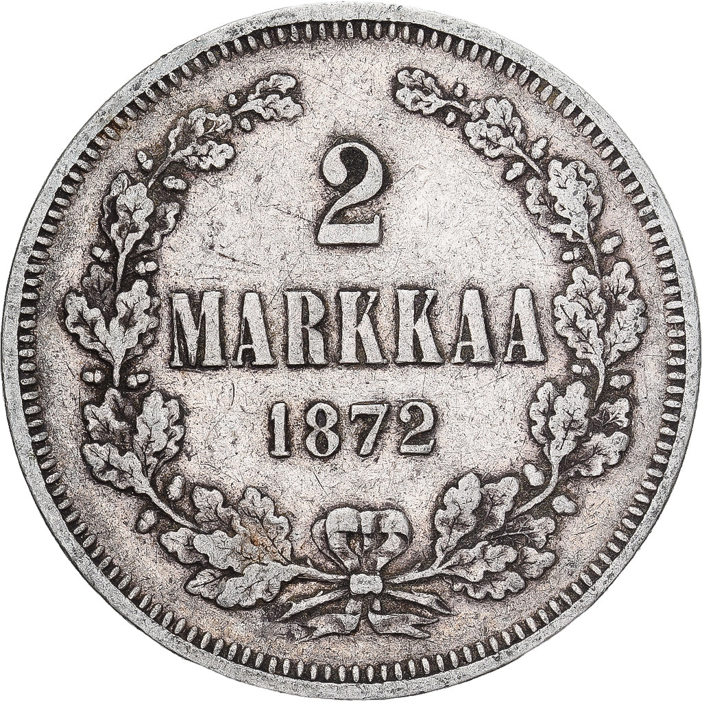 Munten, Finland, Alexander II, 2 Markkaa, 1872, Helsinki, ZF, Zilver, KM:7.2
