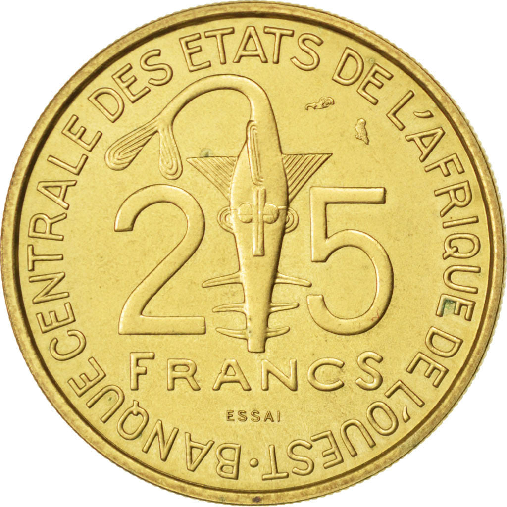 Coin, West African States, 25 Francs, 1970, MS(63), Aluminum-Bronze, KM:E5