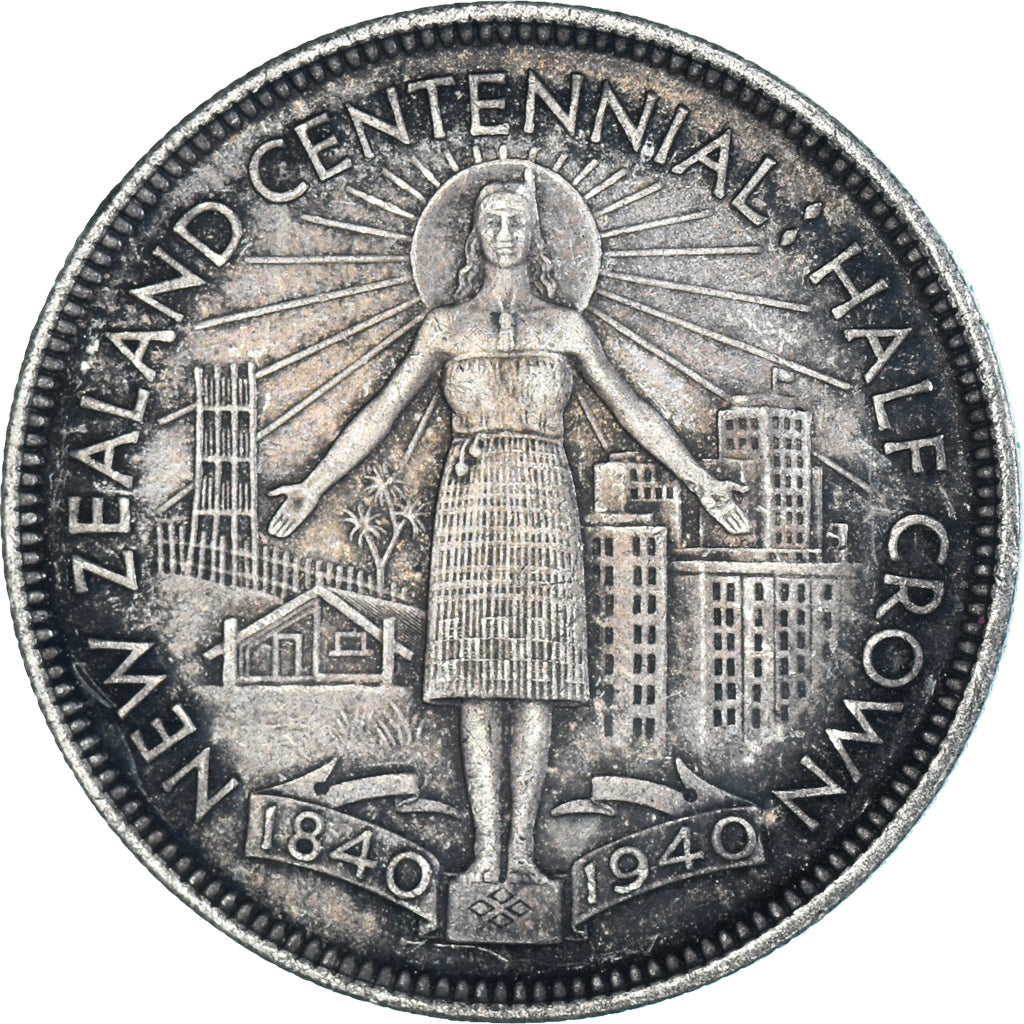 Moneta, Nowa Zelandia, George VI, Centennial, 1/2 Crown, 1940, British Royal