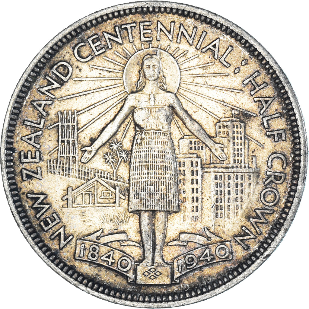 Moneta, Nowa Zelandia, George VI, Centennial, 1/2 Crown, 1940, British Royal