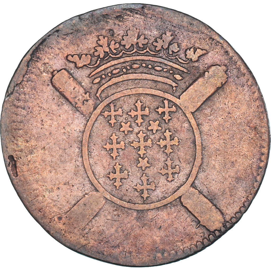 Münze, Frankreich, 10 Sols, 1708, Lille, siège de la ville, S+, Kupfer