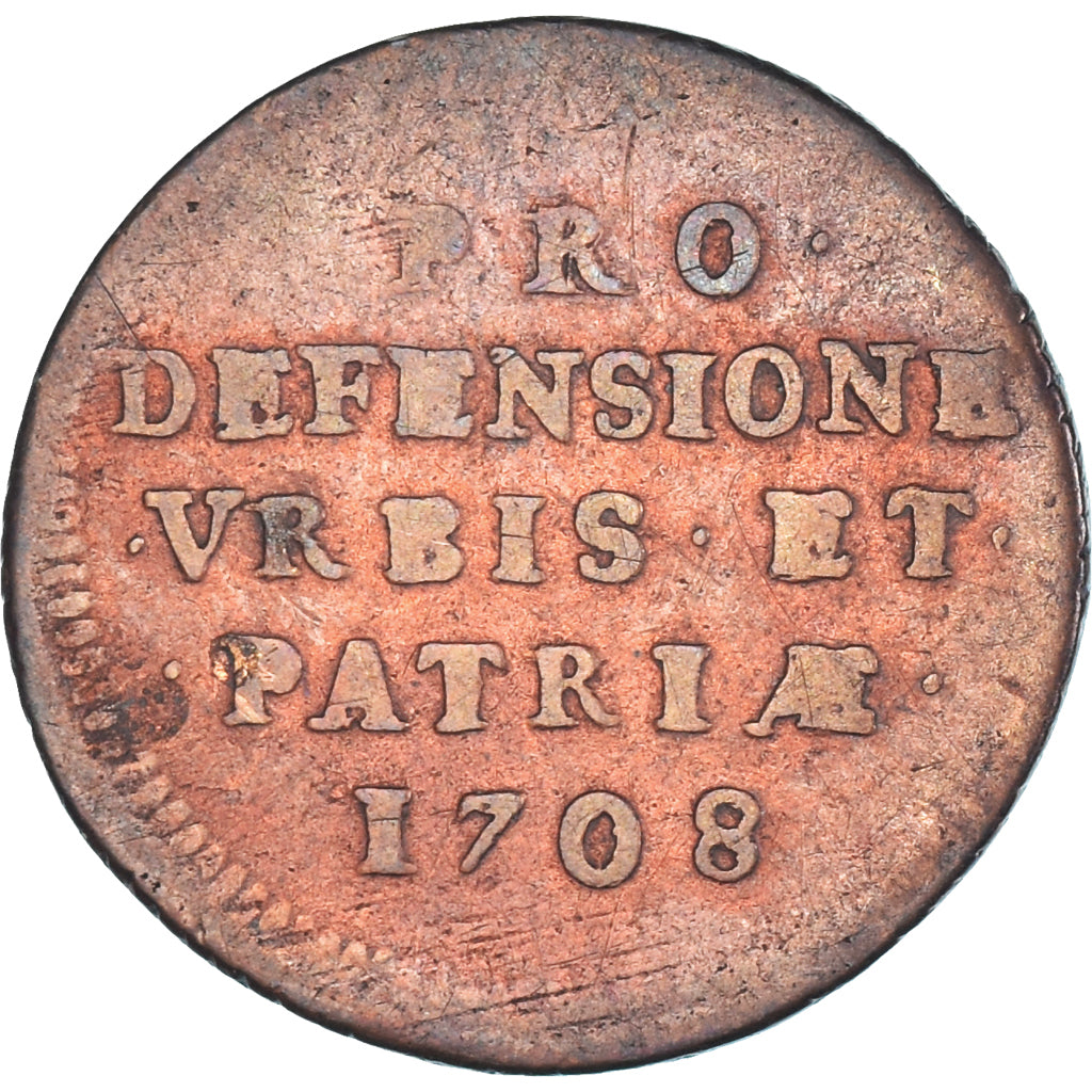 Münze, Frankreich, 10 Sols, 1708, Lille, siège de la ville, S+, Kupfer