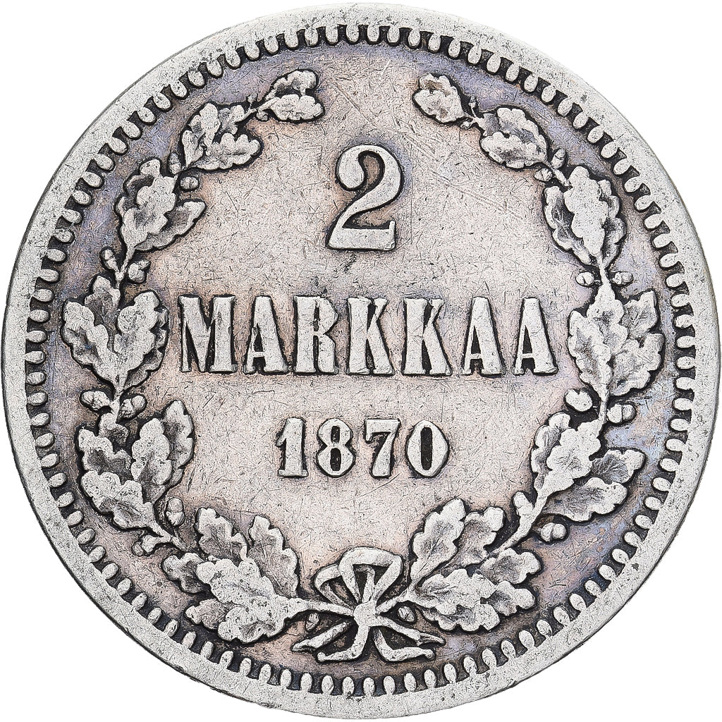 Munten, Finland, Alexander II, 2 Markkaa, 1870, Helsinki, FR+, Zilver, KM:7.1