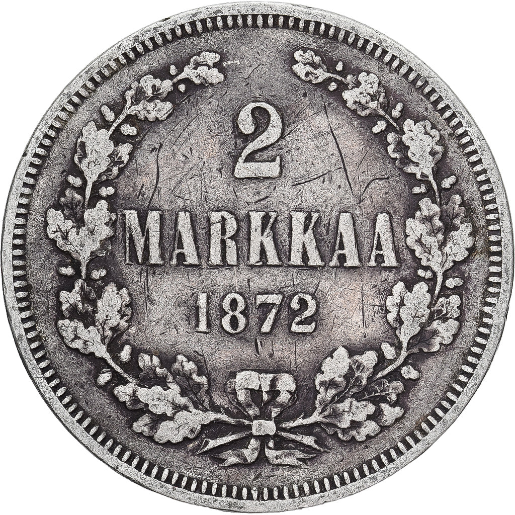 Coin, Finland, Alexander II, 2 Markkaa, 1872, Helsinki, VF(30-35), Silver