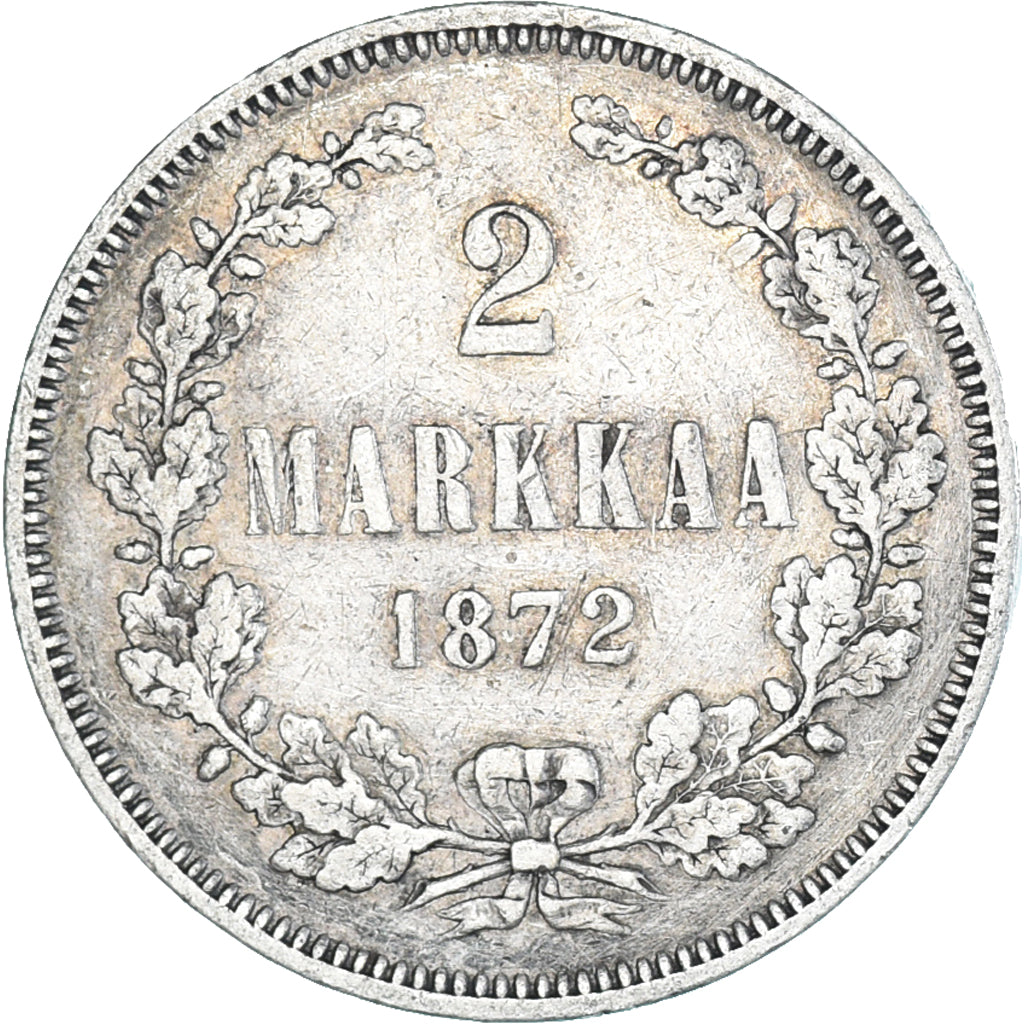 Münze, Finnland, Alexander II, 2 Markkaa, 1872, Helsinki, SS, Silber, KM:7.2