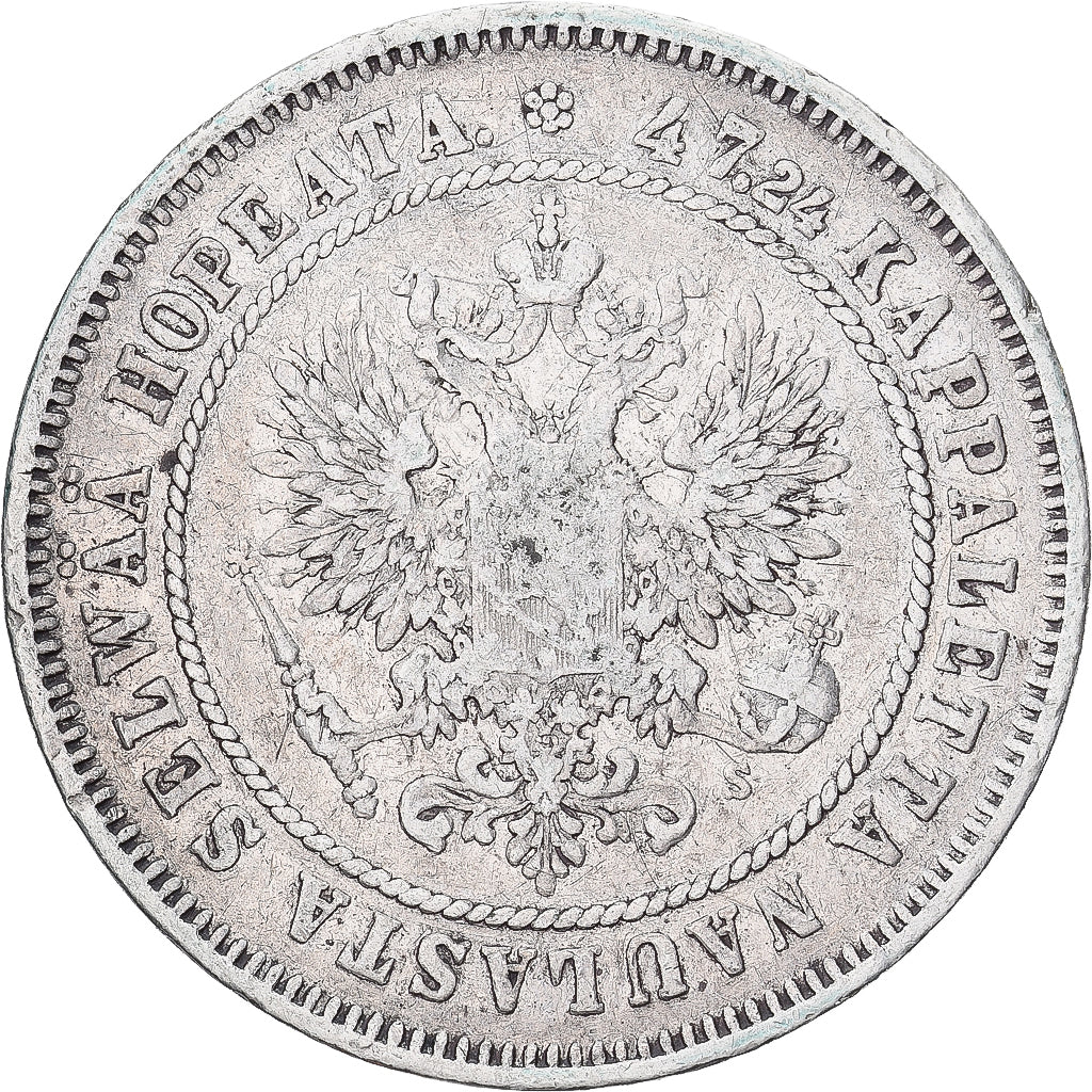 Coin, Finland, Alexander II, 2 Markkaa, 1874, Helsinki, VF(30-35), Silver