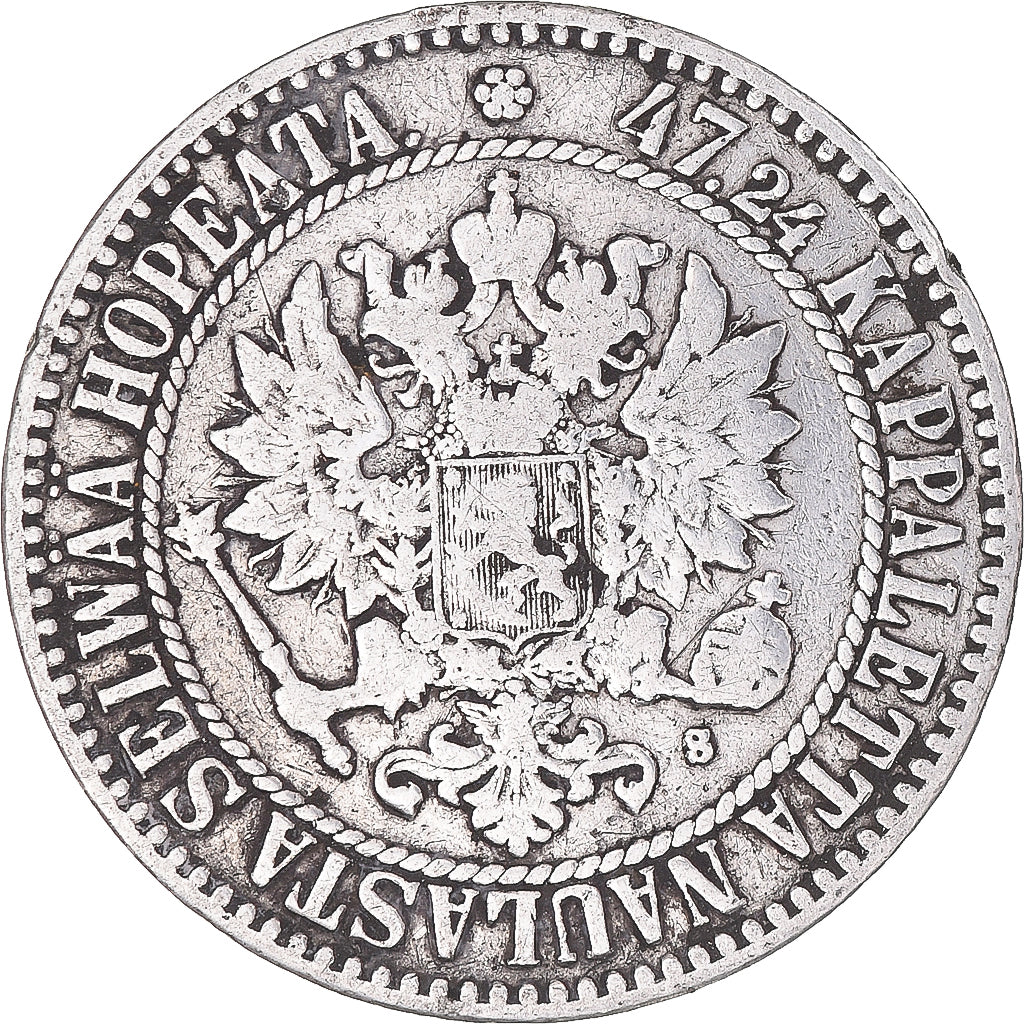 Monnaie, Finlande, Alexander II, 2 Markkaa, 1865, Helsinki, TB+, Argent, KM:7.1
