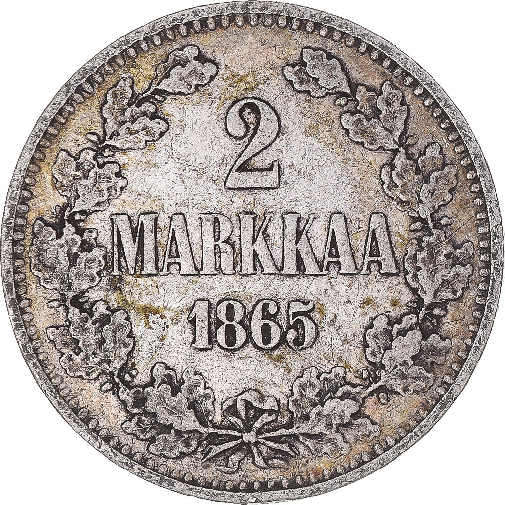 Coin, Finland, Alexander II, 2 Markkaa, 1865, Helsinki, EF(40-45), Silver