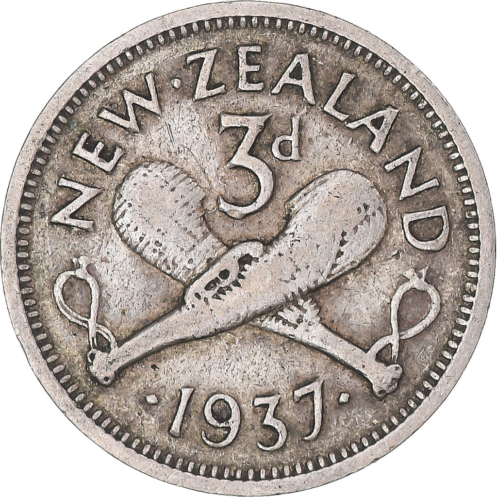 Moneta, Nowa Zelandia, George VI, 3 Pence, 1937, British Royal Mint, VF(30-35)