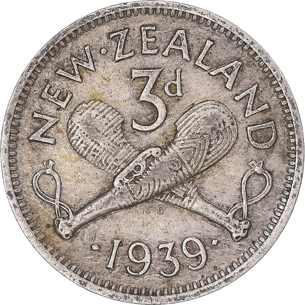 Moneta, Nowa Zelandia, George VI, 3 Pence, 1939, British Royal Mint, VF(30-35)