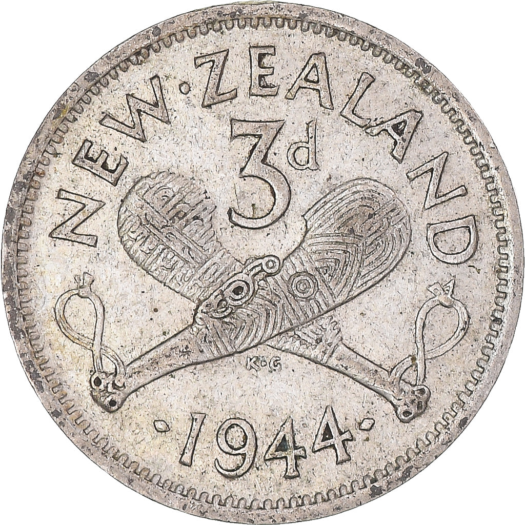 Moneta, Nowa Zelandia, George VI, 3 Pence, 1944, British Royal Mint, VF(30-35)