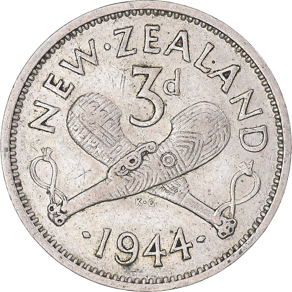 Moneta, Nowa Zelandia, George VI, 3 Pence, 1944, British Royal Mint, VF(30-35)