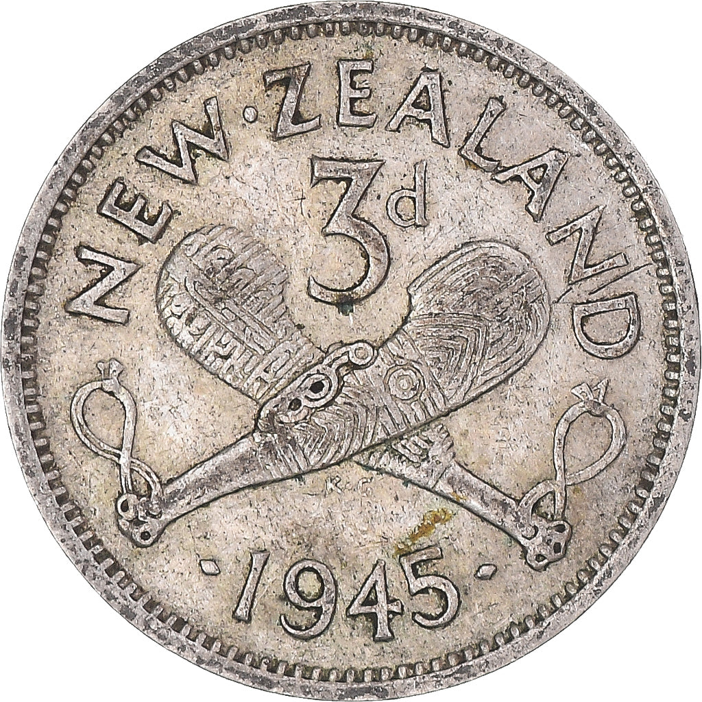 Moneta, Nowa Zelandia, George VI, 3 Pence, 1945, British Royal Mint, VF(30-35)