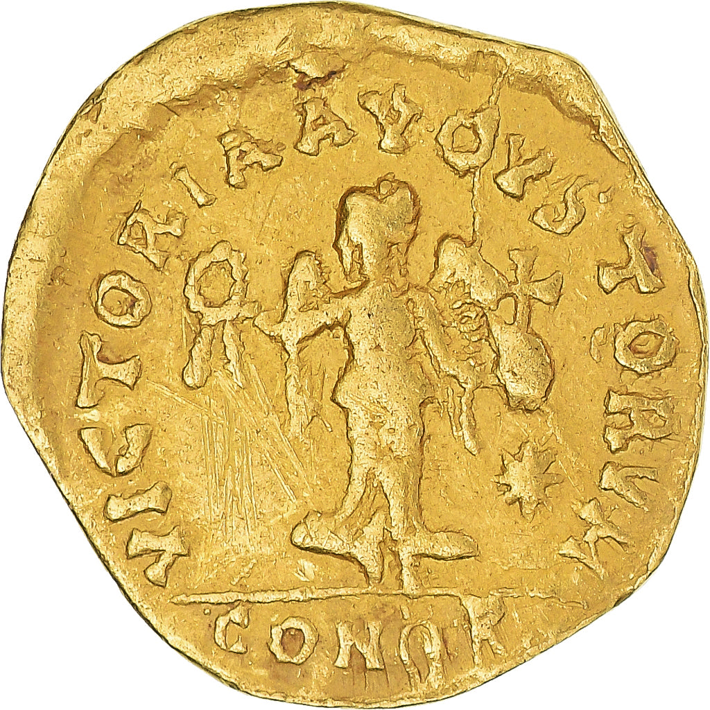 Basiliscus and Marcus, Tremissis, 475-476, Constantinople, Oro, MB+, RIC:1030