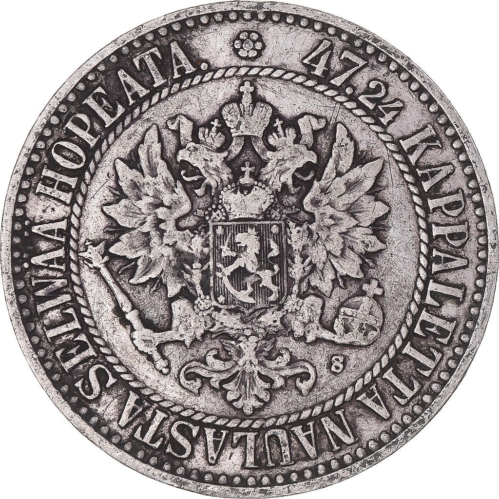 Münze, Finnland, Alexander II, 2 Markkaa, 1865, Helsinki, SS, Silber, KM:7.1