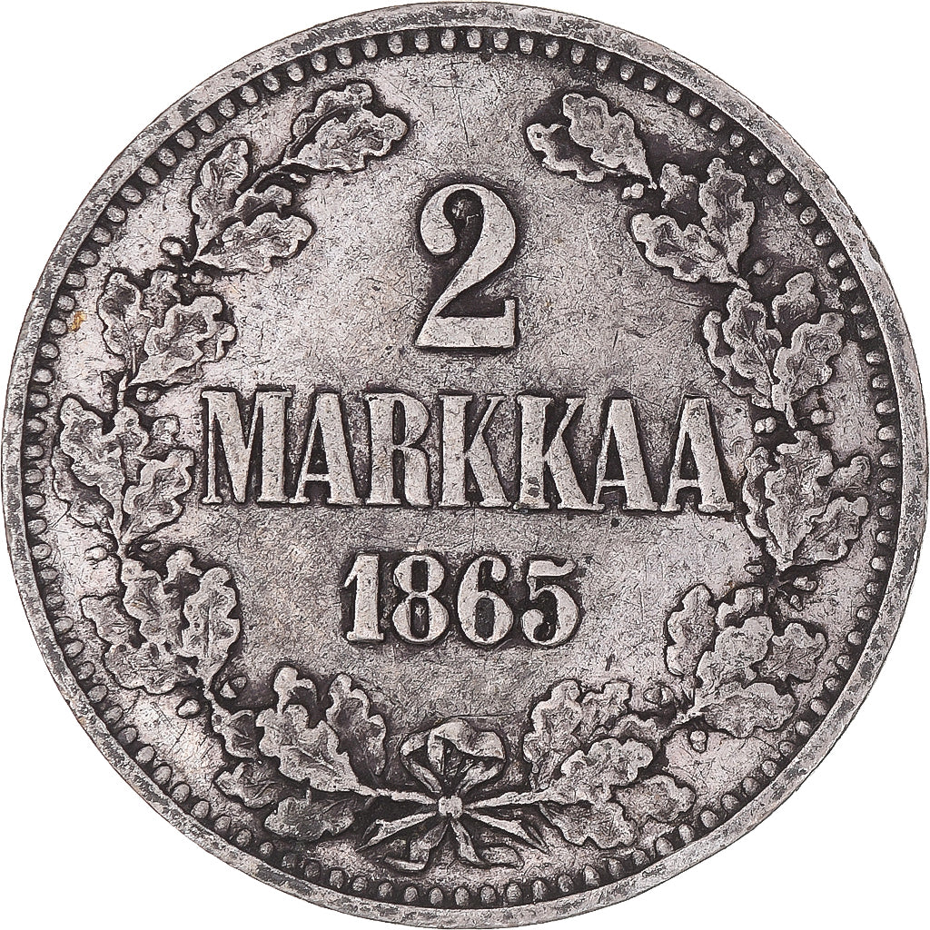 Münze, Finnland, Alexander II, 2 Markkaa, 1865, Helsinki, SS, Silber, KM:7.1