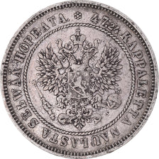 Moneta, Finlandia, Alexander II, 2 Markkaa, 1874, Helsinki, BB, Argento, KM:7.2