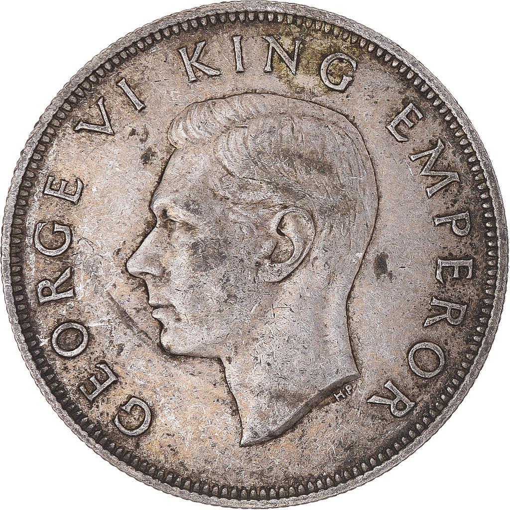 Moeda, Nova Zelândia, George VI, Centennial, 1/2 Crown, 1940, British Royal