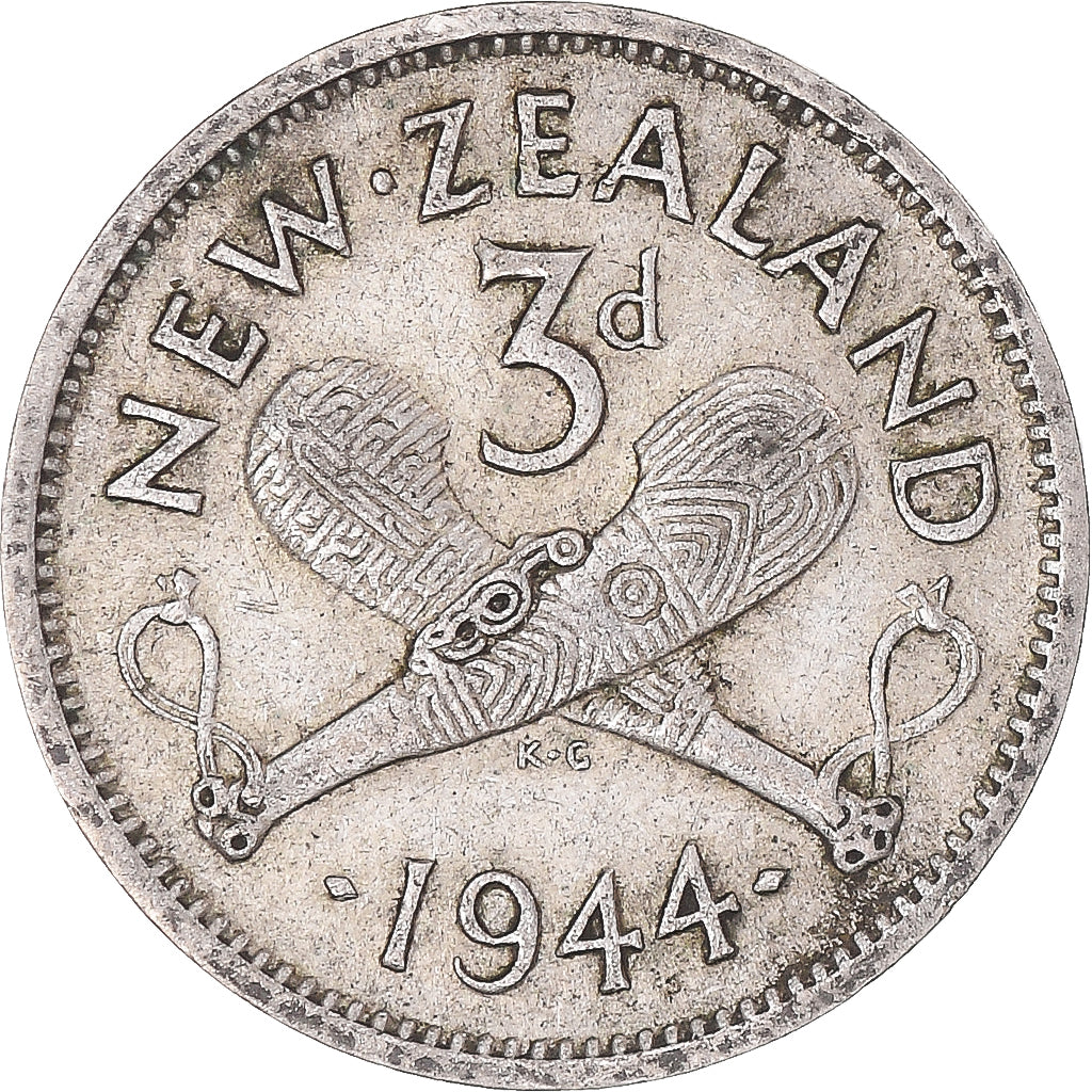 Moneta, Nowa Zelandia, George VI, 3 Pence, 1944, British Royal Mint, EF(40-45)