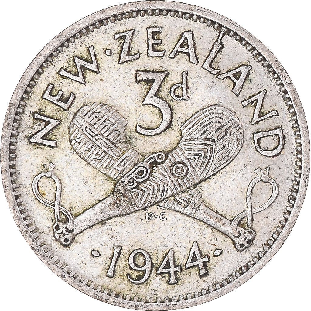 Moneta, Nowa Zelandia, George VI, 3 Pence, 1944, British Royal Mint, EF(40-45)