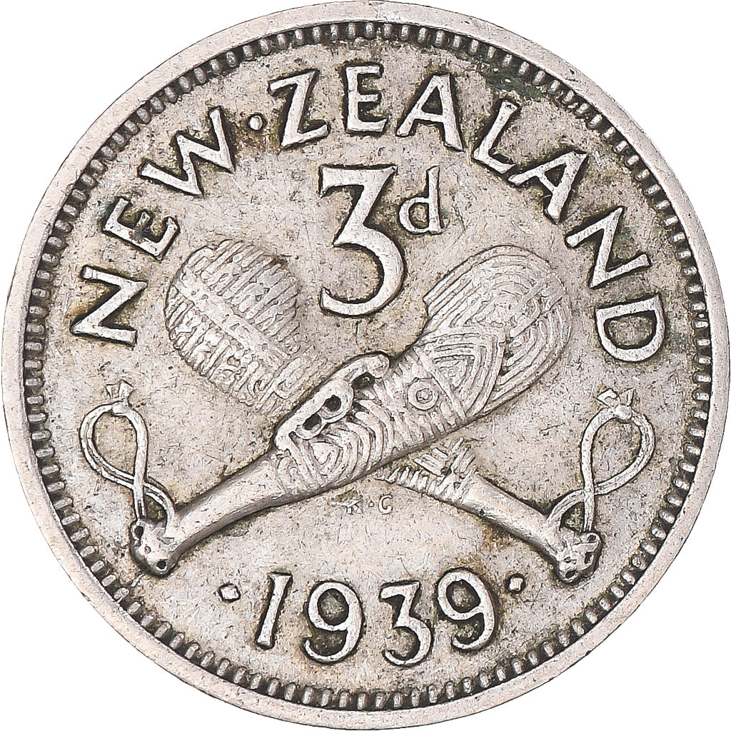 Moneta, Nowa Zelandia, George VI, 3 Pence, 1939, British Royal Mint, VF(30-35)