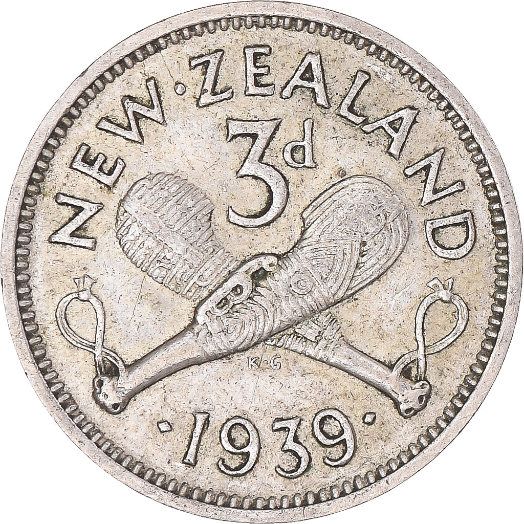 Moneta, Nowa Zelandia, George VI, 3 Pence, 1939, British Royal Mint, VF(30-35)
