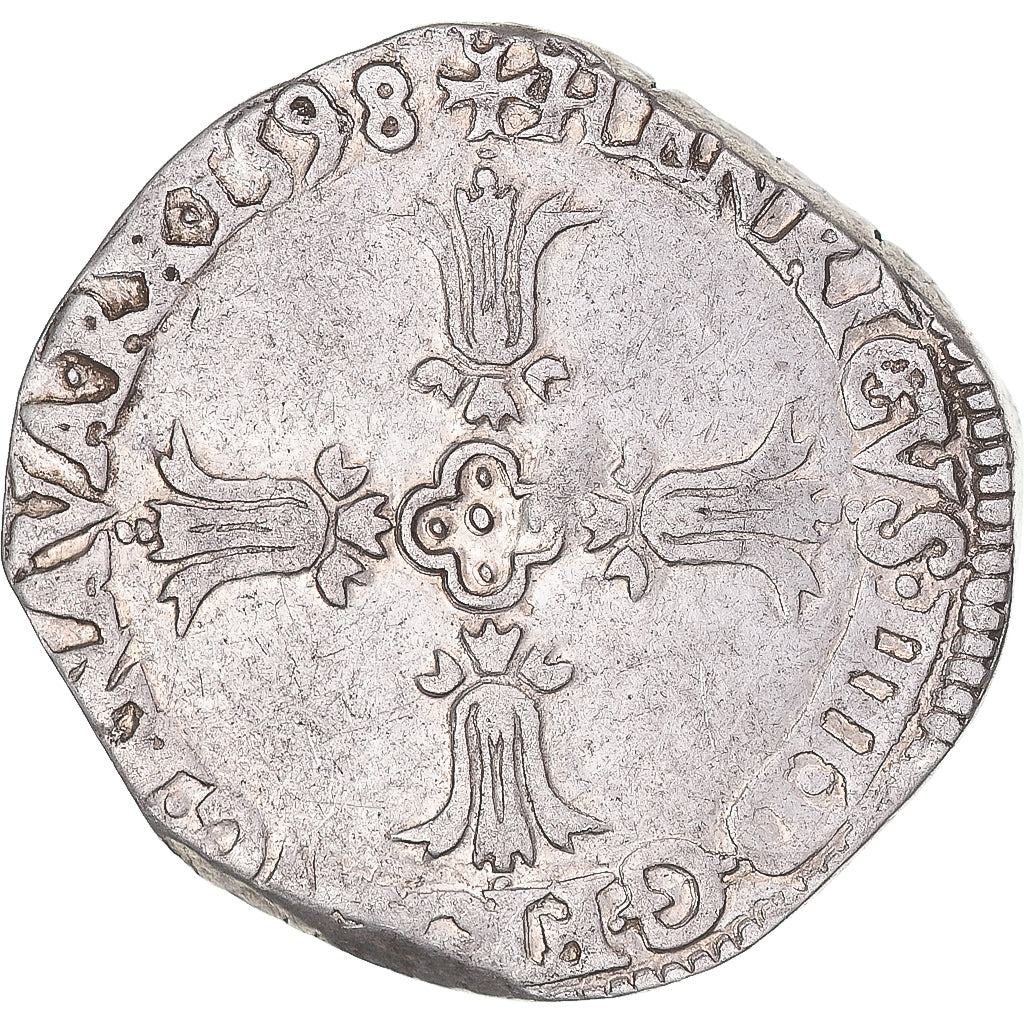 Monnaie, France, Henri IV, 1/4 Ecu, 1598, Bayonne, TTB, Argent, Gadoury:597