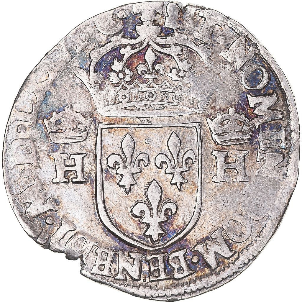 Moneta, Francia, Henri III, Teston, 3e type au col fraisé, 1576, Toulouse, BB
