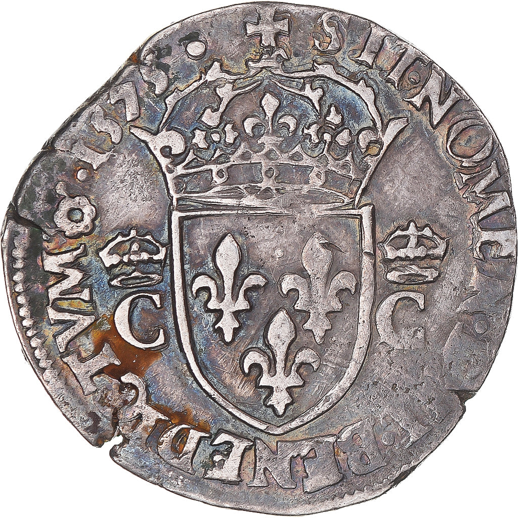 Moneta, Francja, Charles IX, Teston au col fraisé, 1575, Rouen, EF(40-45)