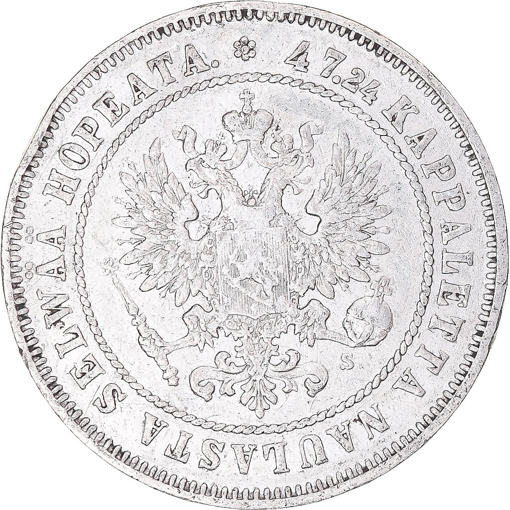 Coin, Finland, Alexander II, 2 Markkaa, 1874, Helsinki, VF(30-35), Silver