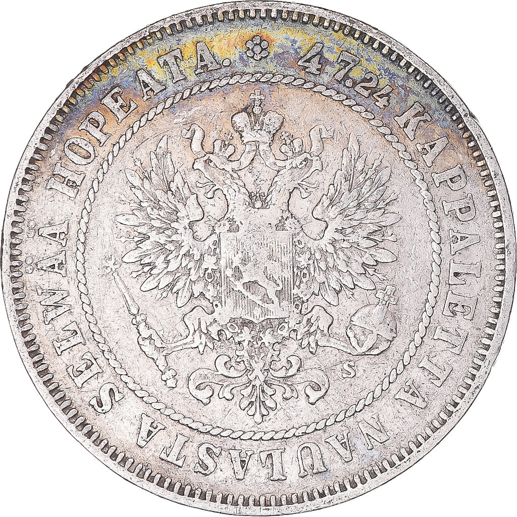 Coin, Finland, Alexander II, 2 Markkaa, 1874, Helsinki, VF(30-35), Silver