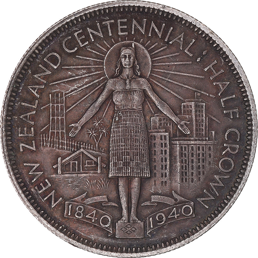 Monnaie, Nouvelle-Zélande, George VI, Centenaire, 1/2 Crown, 1940, Royal Mint