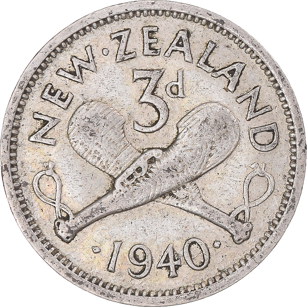 Moneda, Nueva Zelanda, George VI, 3 Pence, 1940, British Royal Mint, BC+, Plata