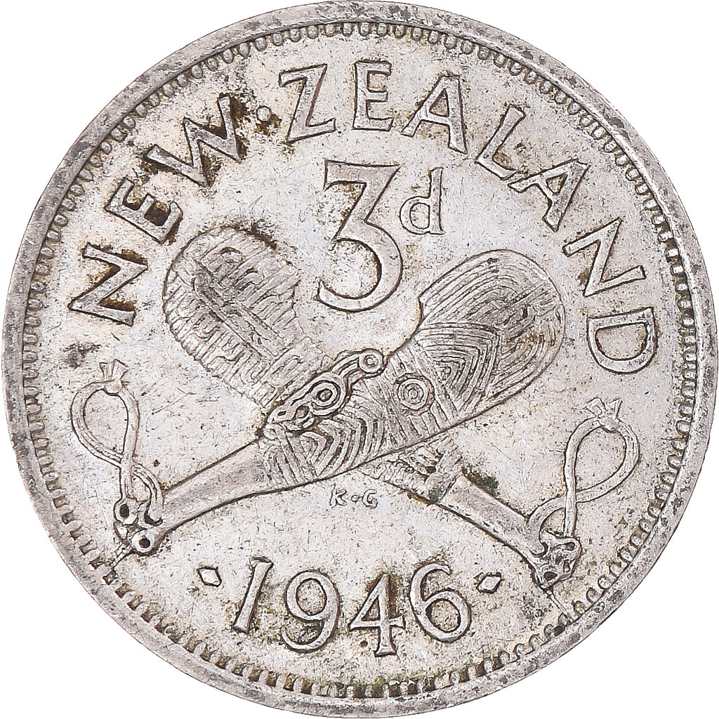 Coin, New Zealand, George VI, 3 Pence, 1946, British Royal Mint, EF(40-45)