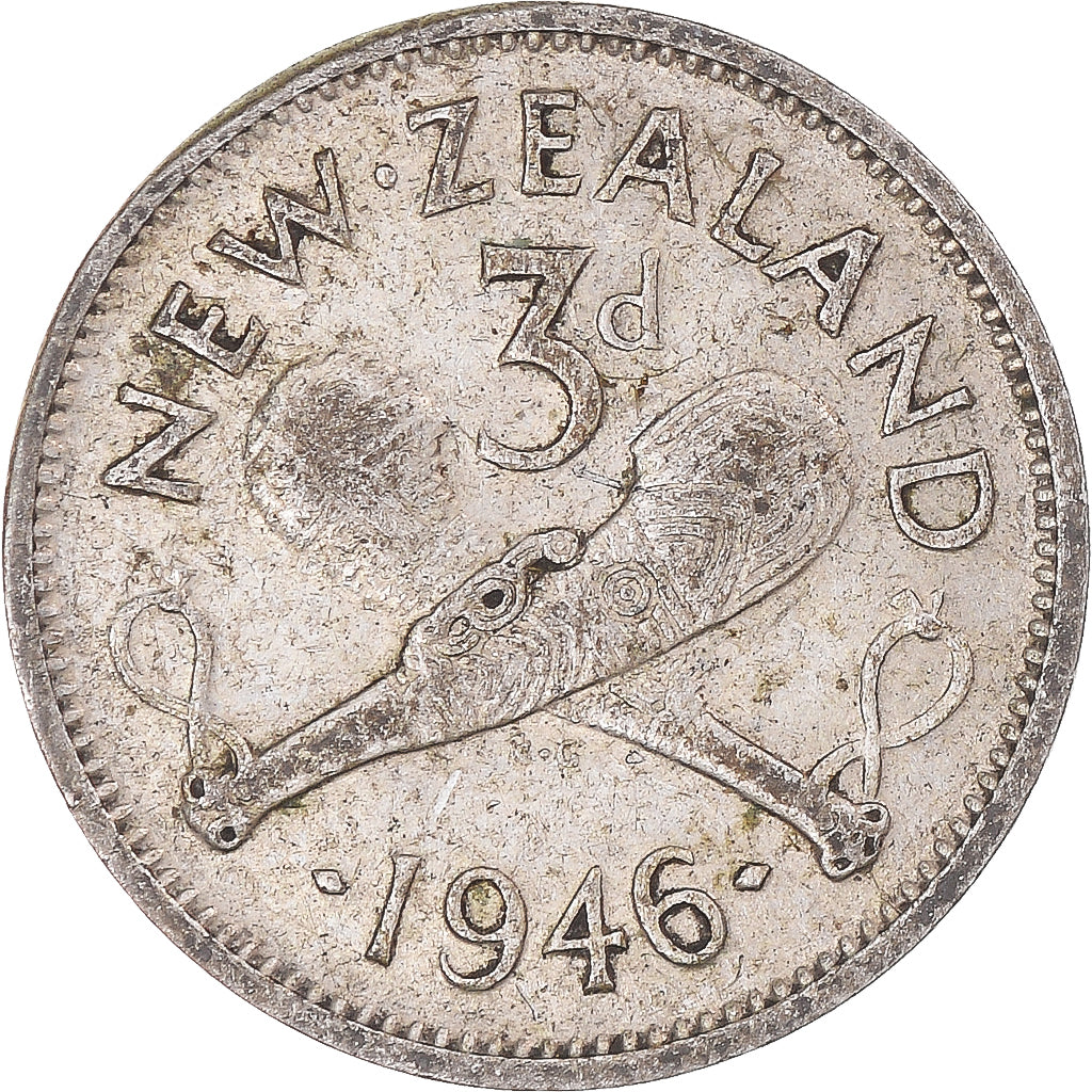 Coin, New Zealand, George VI, 3 Pence, 1946, British Royal Mint, VF(30-35)