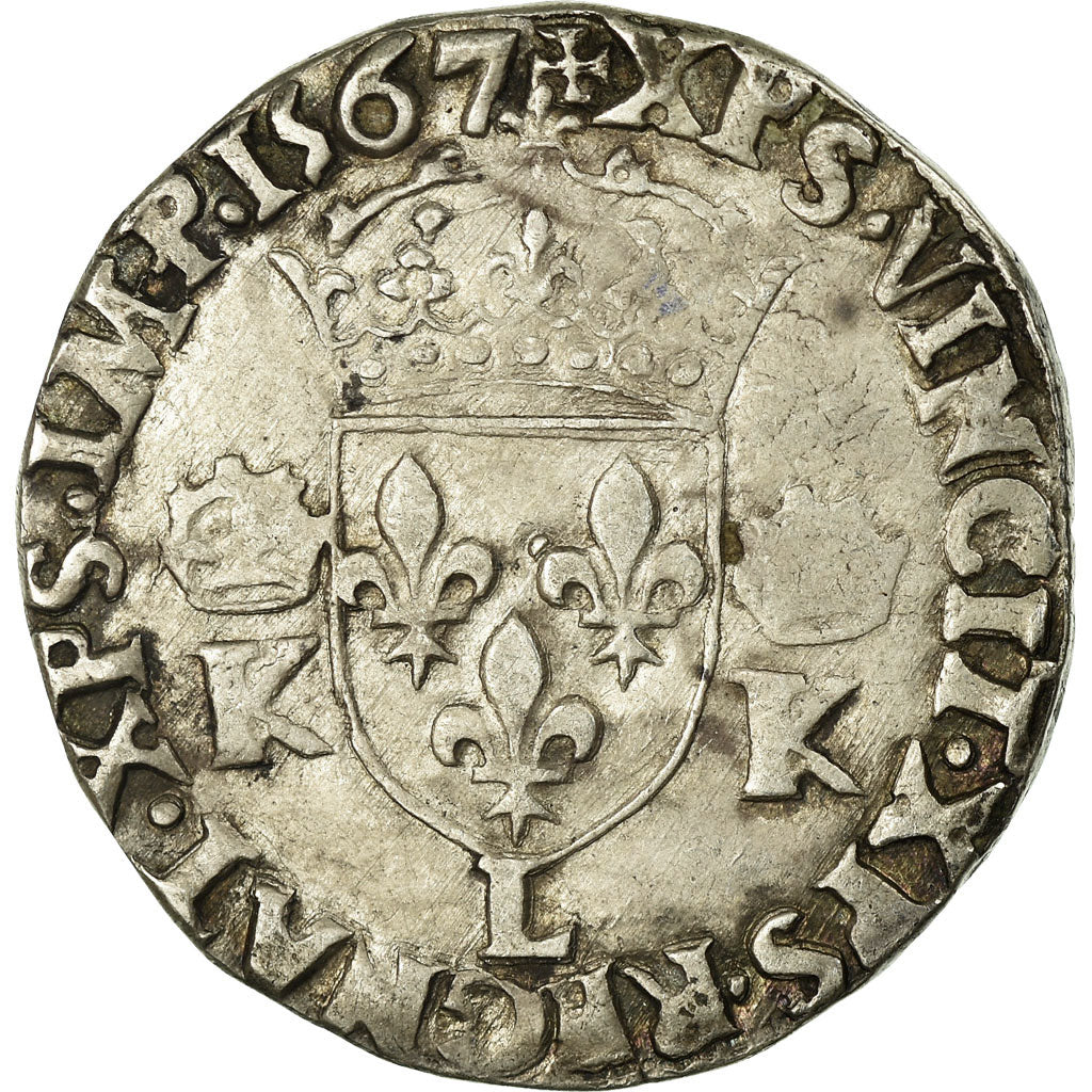 Coin, France, Teston, 1567, Bayonne, EF(40-45), Silver, Sombart:4610