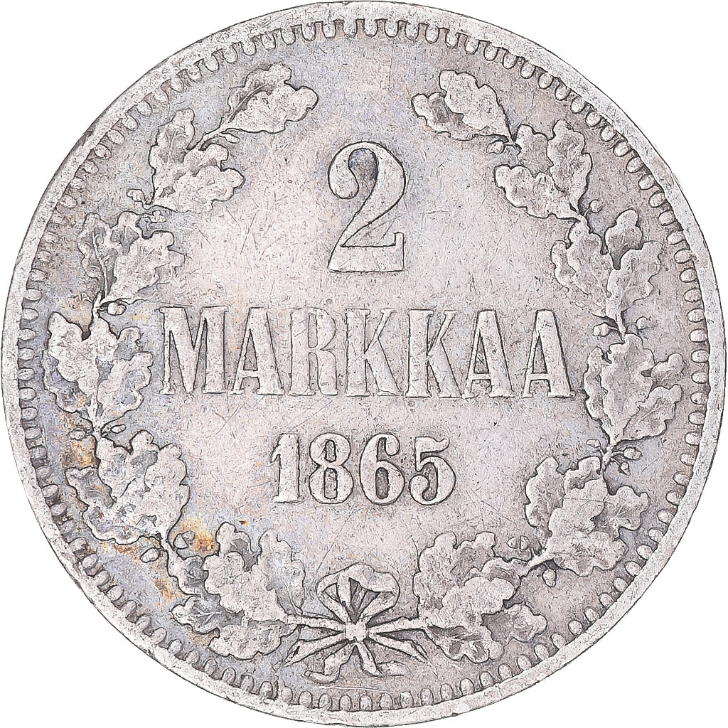 Coin, Finland, Alexander II, 2 Markkaa, 1865, Helsinki, EF(40-45), Silver