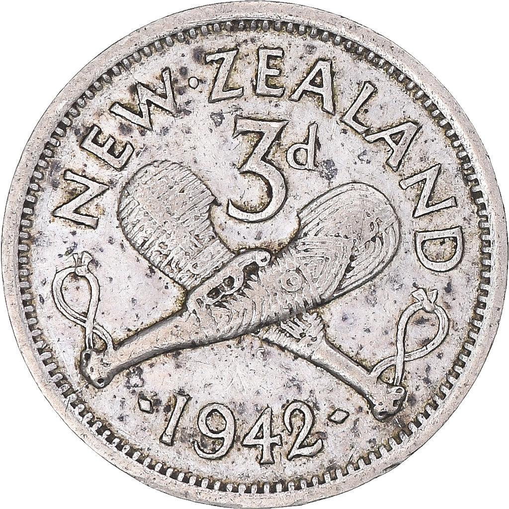 Moneta, Nowa Zelandia, George VI, 3 Pence, 1942, British Royal Mint, VF(30-35)