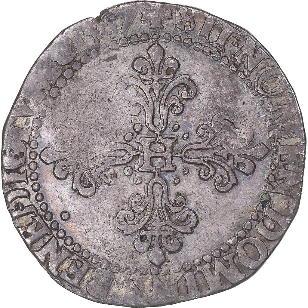 Munten, Frankrijk, Henri III, 1/2 franc au col gaufré, 1587, Paris, FR+