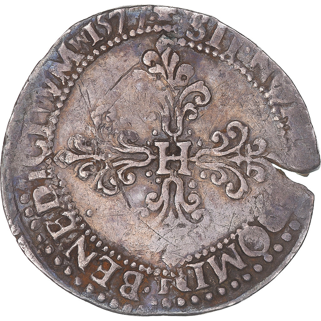 Monnaie, France, Henri III, 1/2 franc au col gaufré, 1587, Paris, TB+, Argent