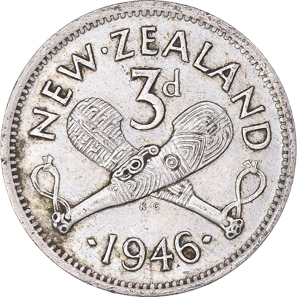 Coin, New Zealand, George VI, 3 Pence, 1946, British Royal Mint, AU(50-53)