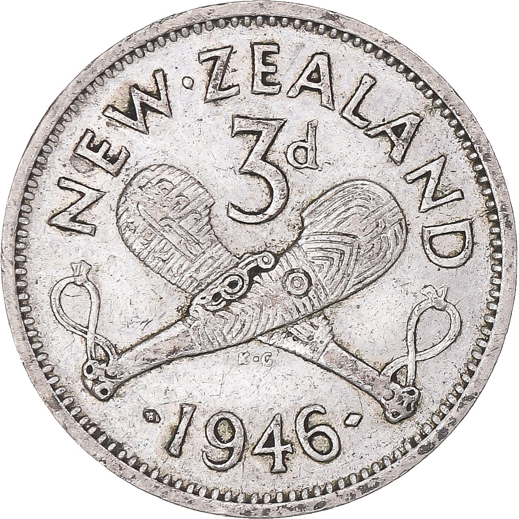 Moneta, Nowa Zelandia, George VI, 3 Pence, 1946, British Royal Mint, EF(40-45)