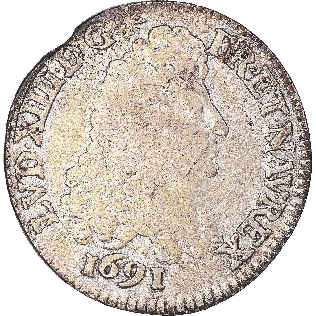 Münze, Frankreich, Louis XIV, 1/4 Ecu aux 8 L, 1691, Paris, réformé, S+