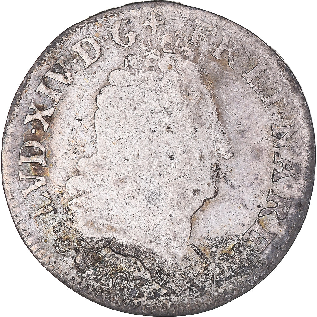 Moneda, Francia, Louis XIV, 11 Sols aux couronnes de Strasbourg, 10 Sols-1/8