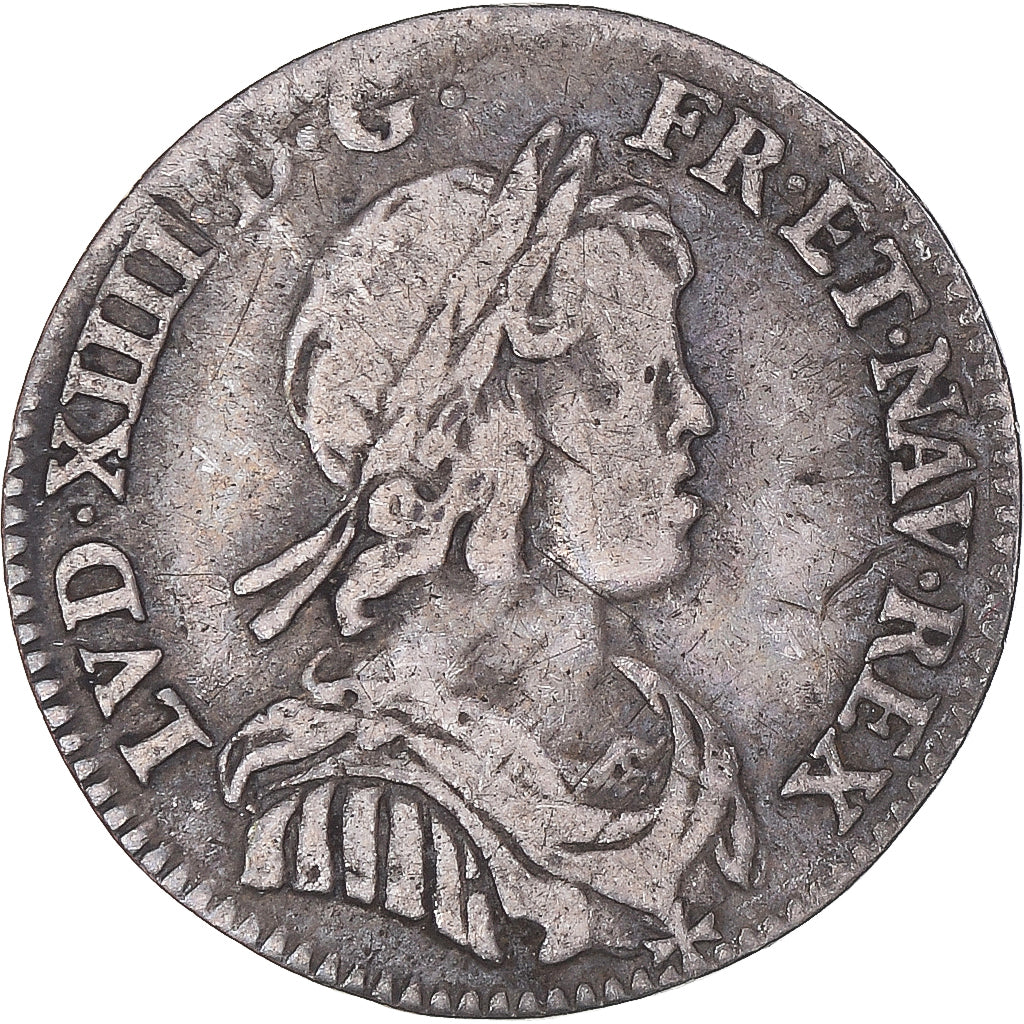 Moeda, França, Louis XIV, 1/12 Ecu à la mèche courte, 1644, Paris, VF(30-35)