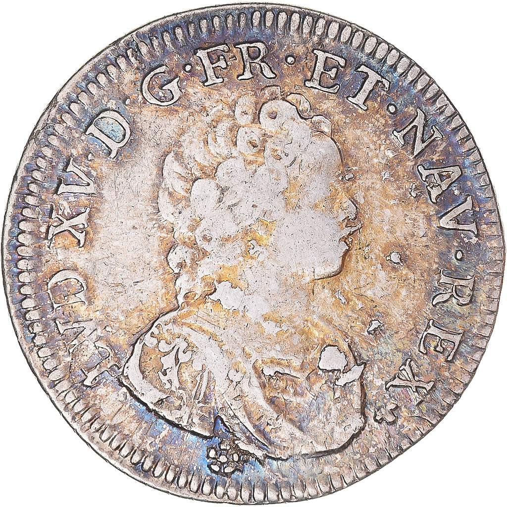 Frankrijk, Louis XV, 1/4 Ecu Vertugadin, 1716, Tours, réformé, Zilver, FR+