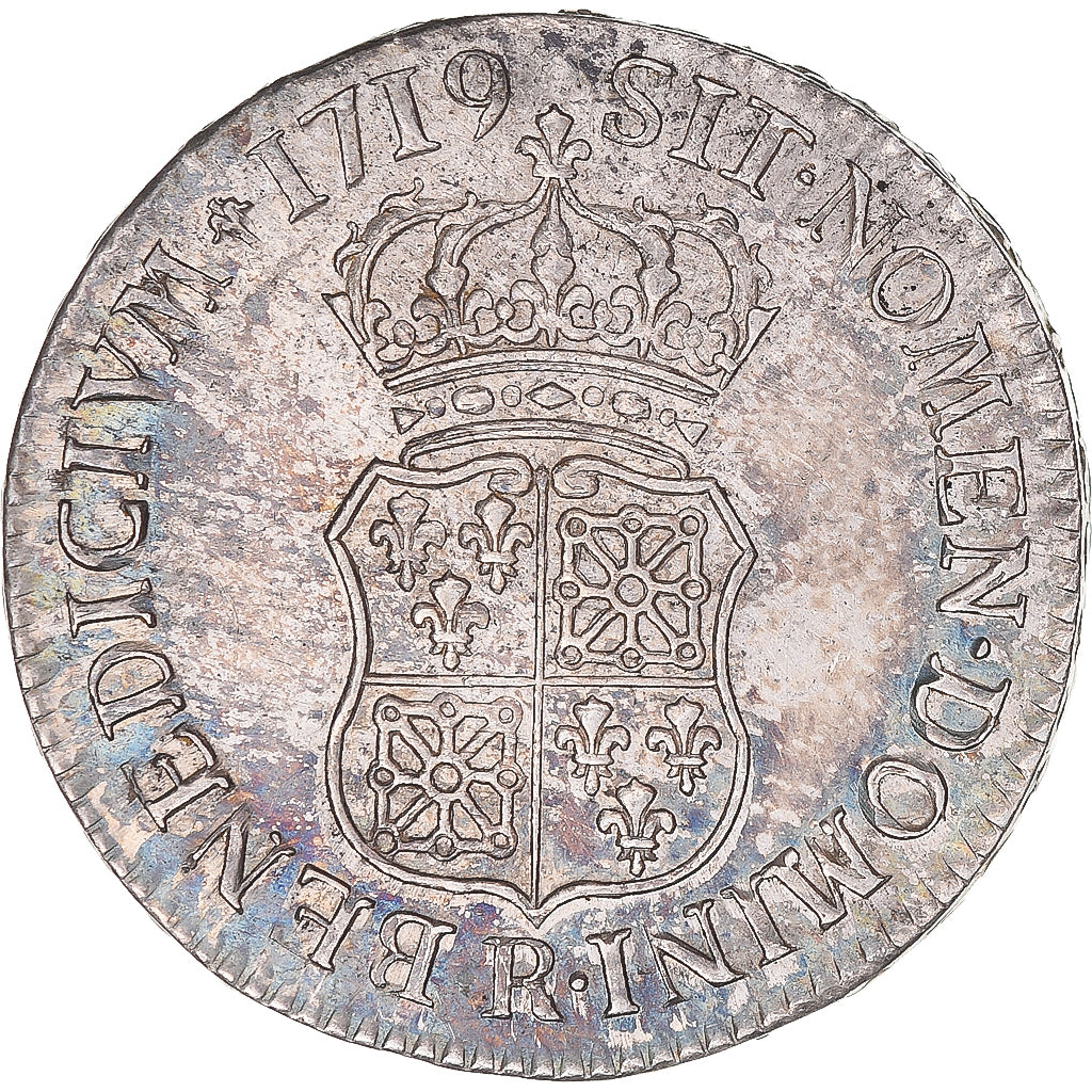 Monnaie, France, Louis XV, 1/2 Ecu de France-Navarre, 1719, Orléans, TTB