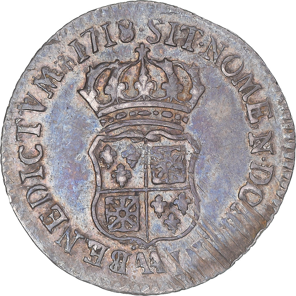 Munten, Frankrijk, Louis XV, 1/10 Écu de France-Navarre, 1718, Metz, ZF