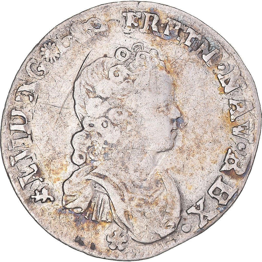 Moneta, Francia, Louis XV, 1/10 Écu vertugadin, 1717, Nantes, réformé, MB+